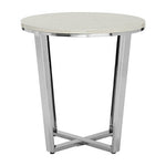 Allure Round White Faux Marble End Table
