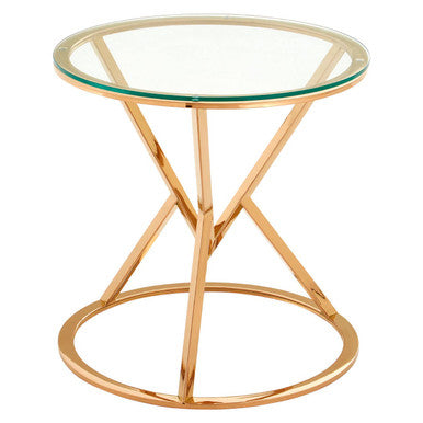 Allure Corseted Round Rose Gold End Table