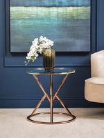 Allure Corseted Round Rose Gold End Table