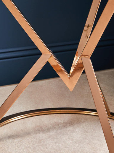 Allure Corseted Round Rose Gold End Table