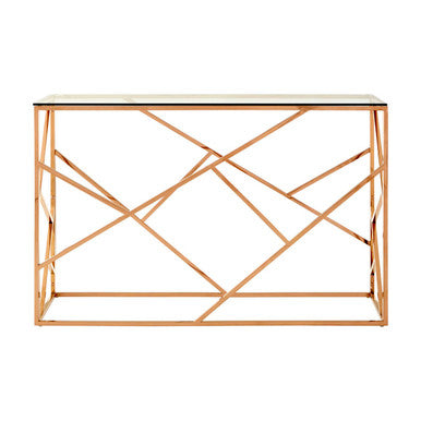 Allure Rose Gold Geometric Console Table