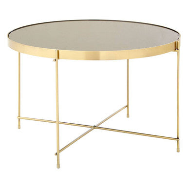 Allure Brushed Bronze Large Side Table with Black Mirror
