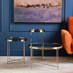 Allure Brushed Bronze Large Side Table with Black Mirror
