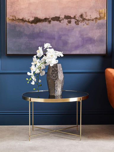 Allure Brushed Bronze Large Side Table with Black Mirror