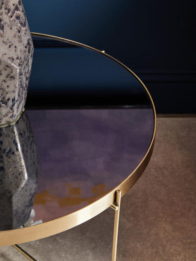 Allure Brushed Bronze Large Side Table with Black Mirror