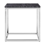 Allure Square Black Marble End Table With Chrome Metal Base