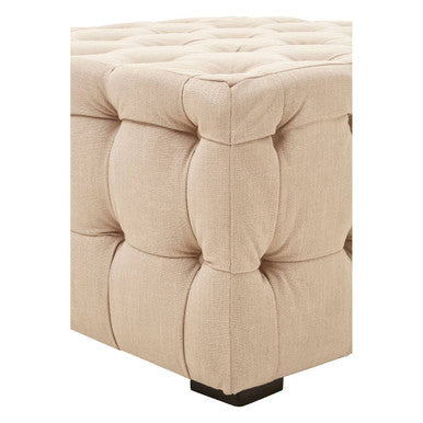 Stella Beige Linen Button Tufted Stool