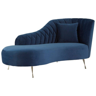 Rene Dark Blue Velvet Right Hand Chaise Longue