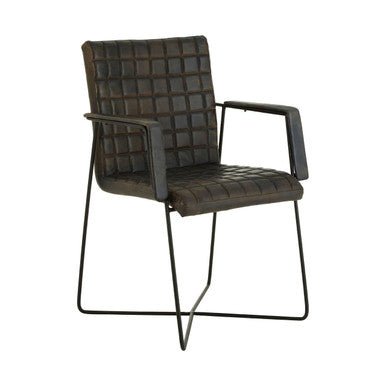 Buffalo Iron And Grey Leather Weave Chair