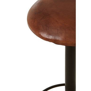 Buffalo Brown Leather Round Seat Bar Stool