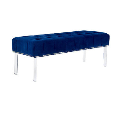Clarence Blue Velvet Bench