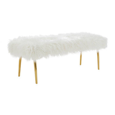 Clarence Fur Effect Bench with Gold Legs