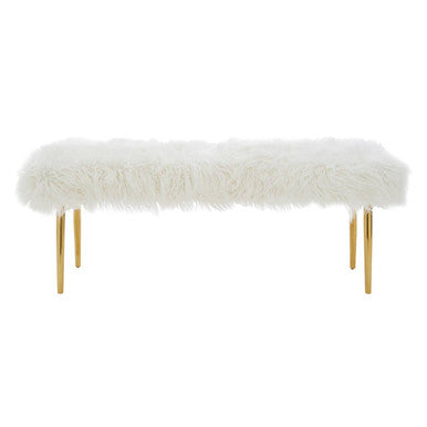 Clarence Fur Effect Bench with Gold Legs