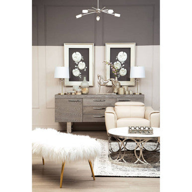 Clarence Fur Effect Bench with Gold Legs