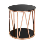 Alvaro Round Rose Gold Finish Side Table