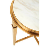 Alvaro Round Marble Top And Gold Finish Side Table