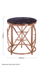 Alvaro Black Marble And Rose Gold Side Table