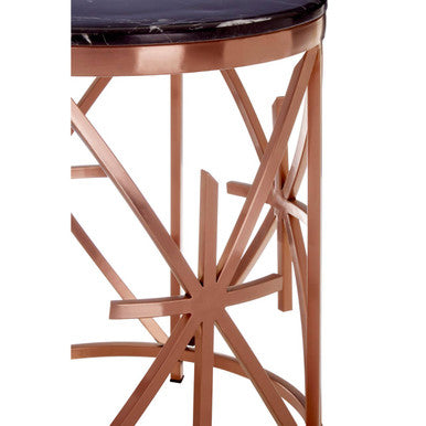 Alvaro Black Marble And Rose Gold Side Table