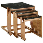 Alvaro Nest Of 3 Square Tables With Black Marble Top