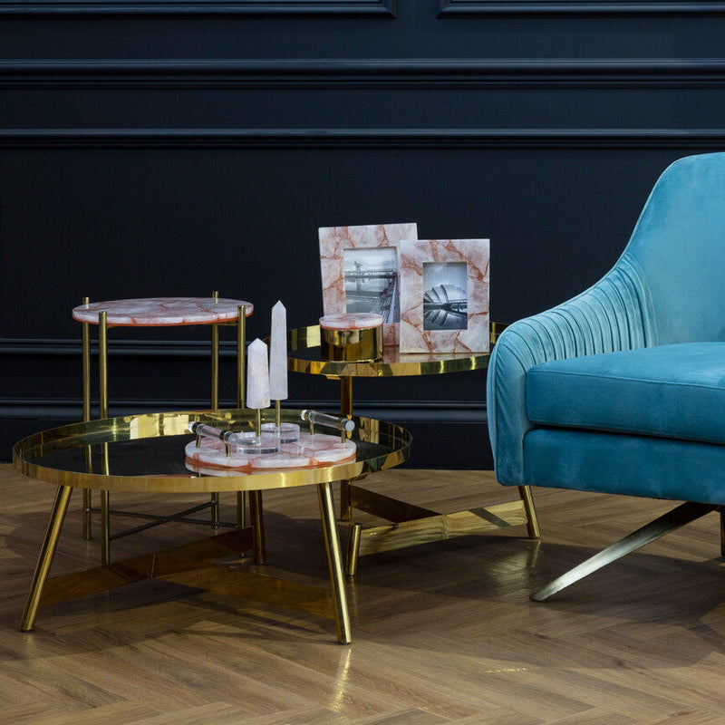 Alvaro Gold Set Of 2 Round Coffee Tables