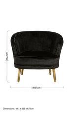Louxor Black Velvet Round Chair