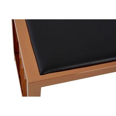 Novara Black Leather and Rose Gold Finish Bench