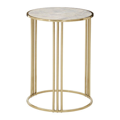 Macy White Marble Round Side Table