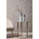 Macy White Marble Round Side Table