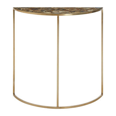 Vita Half Moon Console Table With Black Agate Top