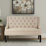 Doucet High Back Natural Linen Bench