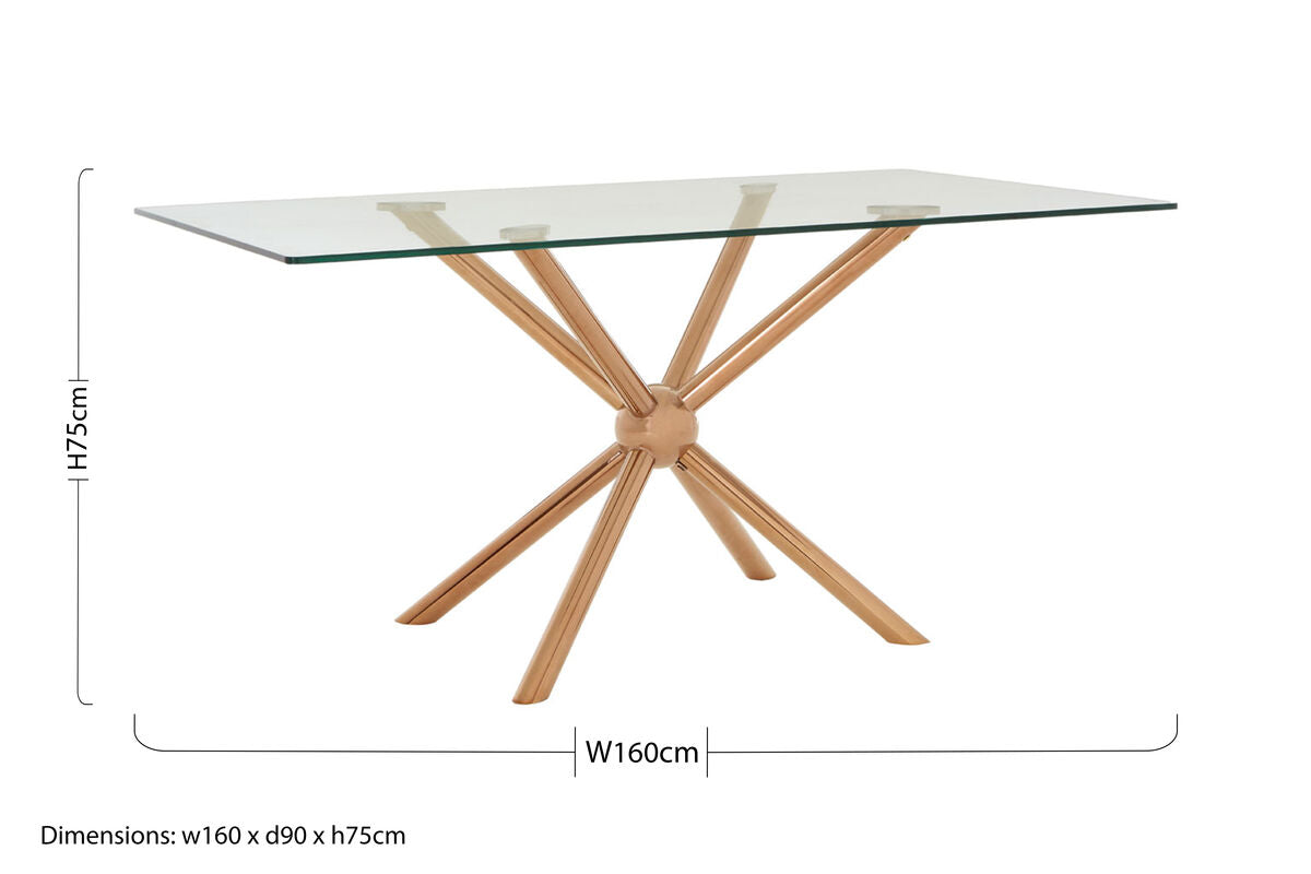 Novo Rectangular Rose Gold Dining Table