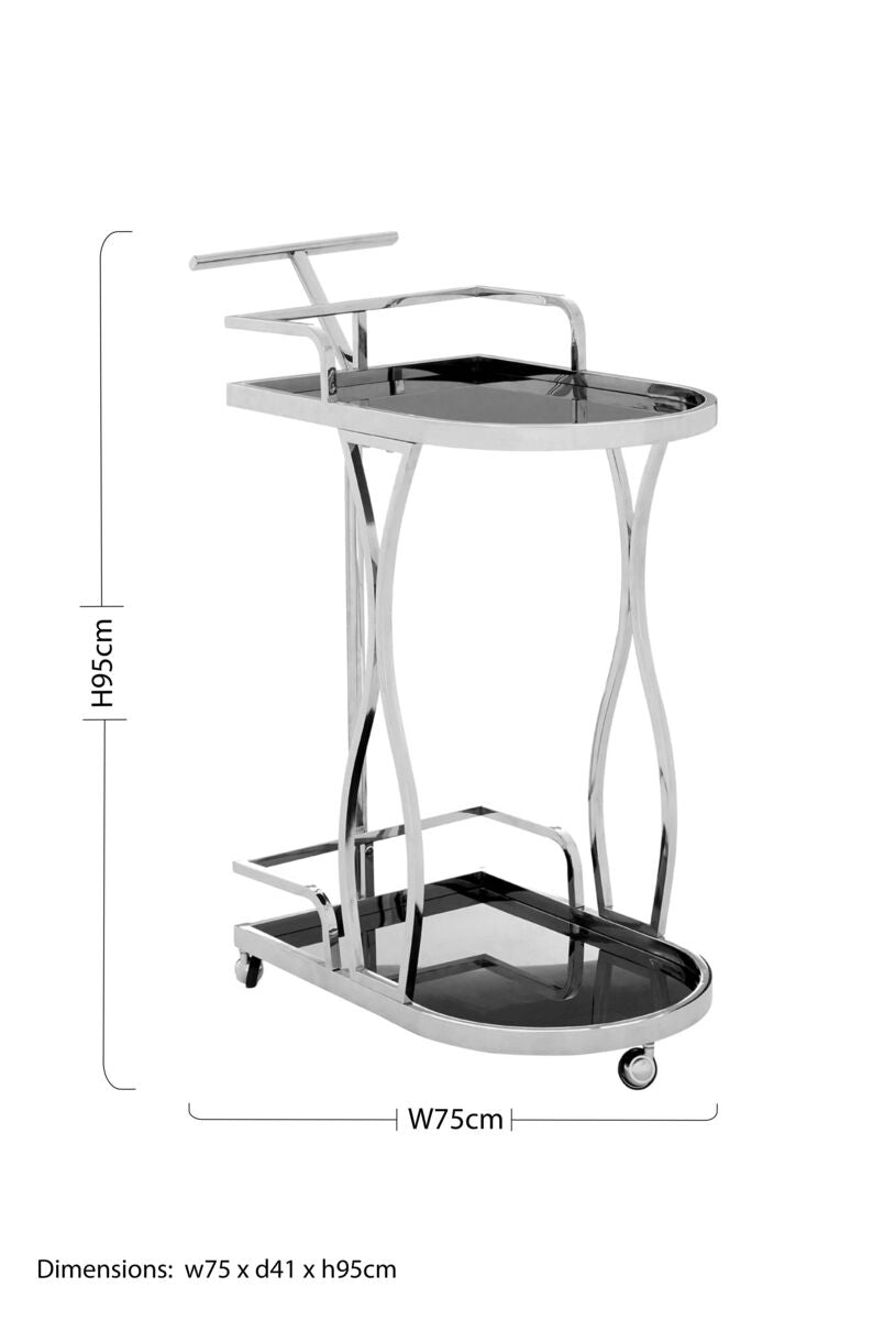 Novo 2 Tier Silver Wavy Design Trolley