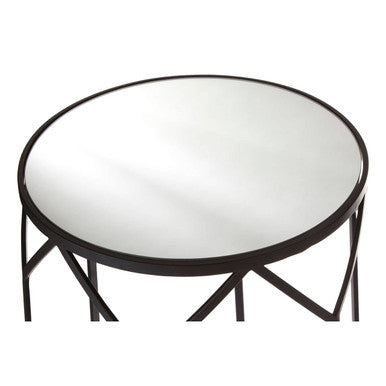 Avantis Mirror and Black Metal Set Of 2 Side Tables