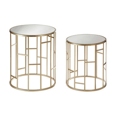 Avantis Set Of 2 Champagne Finish Round Side Tables