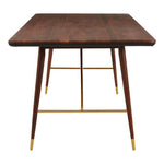 Kenso Walnut Wood And Brass Finish Base Dining Table