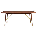 Kenso Walnut Wood And Brass Finish Base Dining Table