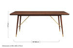 Kenso Walnut Wood And Brass Finish Base Dining Table
