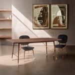 Kenso Walnut Wood And Brass Finish Base Dining Table