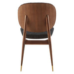 Kenso Black Leather and Walnut Wood Dining Chair