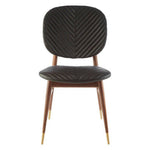 Kenso Black Leather and Walnut Wood Dining Chair