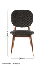 Kenso Black Leather and Walnut Wood Dining Chair