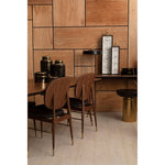 Kenso Black Leather and Walnut Wood Dining Chair