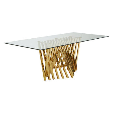 Arezzo Tempered Glass Top Dining Table With Gold Finish Frame
