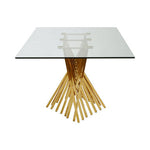 Arezzo Tempered Glass Top Dining Table With Gold Finish Frame