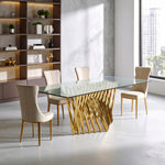 Arezzo Tempered Glass Top Dining Table With Gold Finish Frame