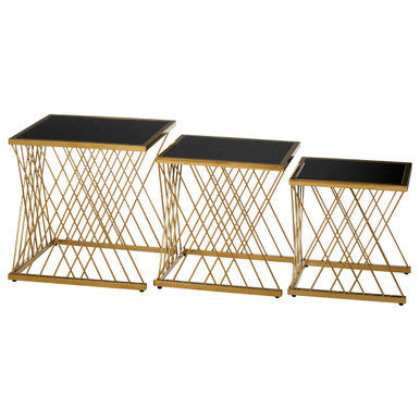 Arezzo Gold and Black Set Of 3 Nesting Tables