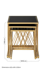Arezzo Gold and Black Set Of 3 Nesting Tables
