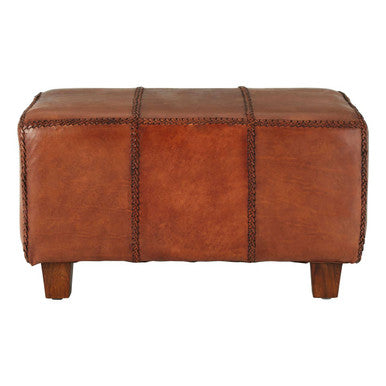 Inca Leather Bench With Teak Wood Legs
