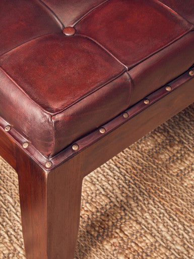 Inca Antique Brown Leather Bench