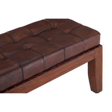 Inca Antique Brown Leather Bench